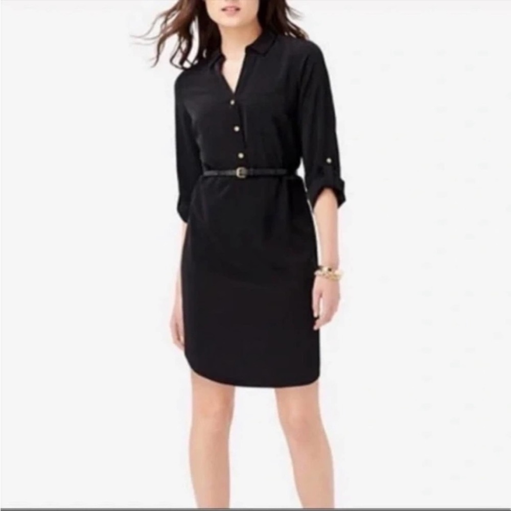 The limited Ashton like new black long sleeve belted shirt dress L